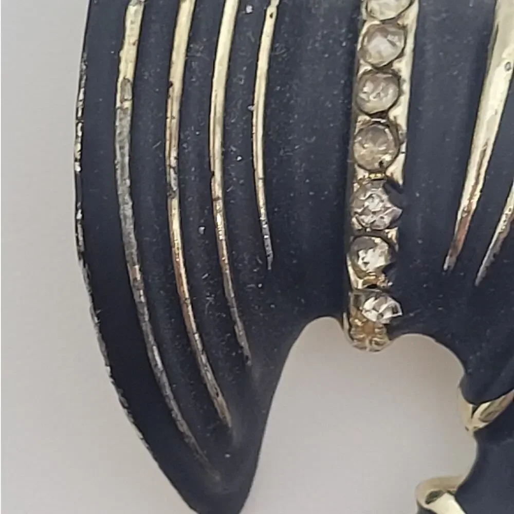 Vintage Luxe Blackamoor‎ Queen Brooch Retro Statement Enamel Rhinestone Pin